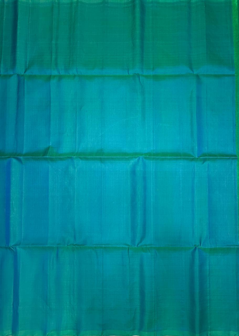 VSBP117 - blue with green color body , pallu,blouse - Pure silk saree