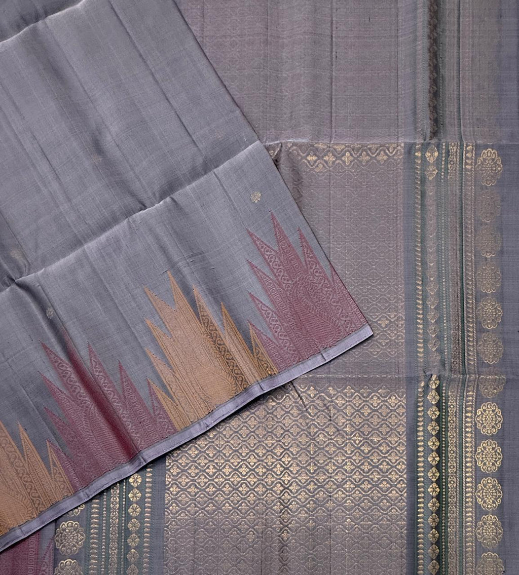VST319 - lavender color body , pallu , blouse - Pure silk saree