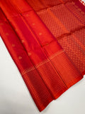 VST320 - pinkish orange color body , pallu , blouse - Pure silk saree