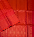VST320 - pinkish orange color body , pallu , blouse - Pure silk saree