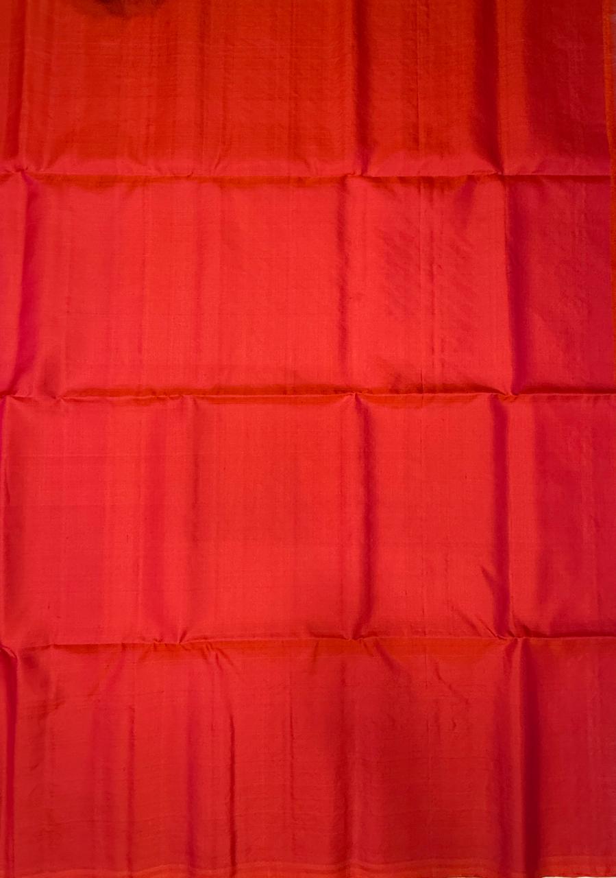 VST320 - pinkish orange color body , pallu , blouse - Pure silk saree