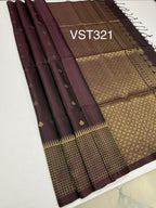 VST321 - dark purple color body , pallu , blouse - Pure silk saree