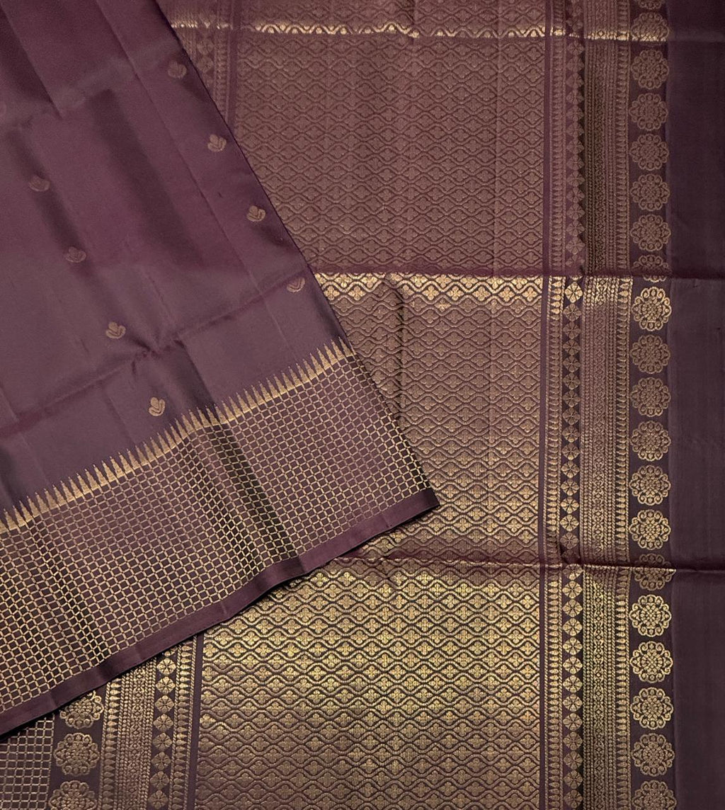 VST321 - dark purple color body , pallu , blouse - Pure silk saree