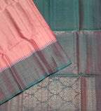 VST324 - baby pink color body , pastel blue color pallu , blouse - Pure silk saree