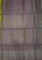 VST327 - mehandi green color body , dark purple color pallu, blouse - Pure silk saree