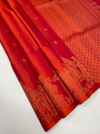 VST323 - pinkish orange color body , pallu , blouse - Pure silk saree