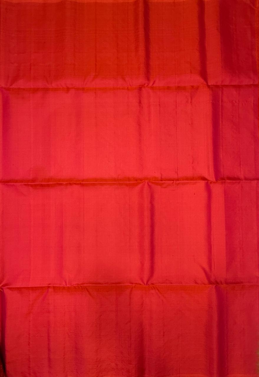 VST323 - pinkish orange color body , pallu , blouse - Pure silk saree