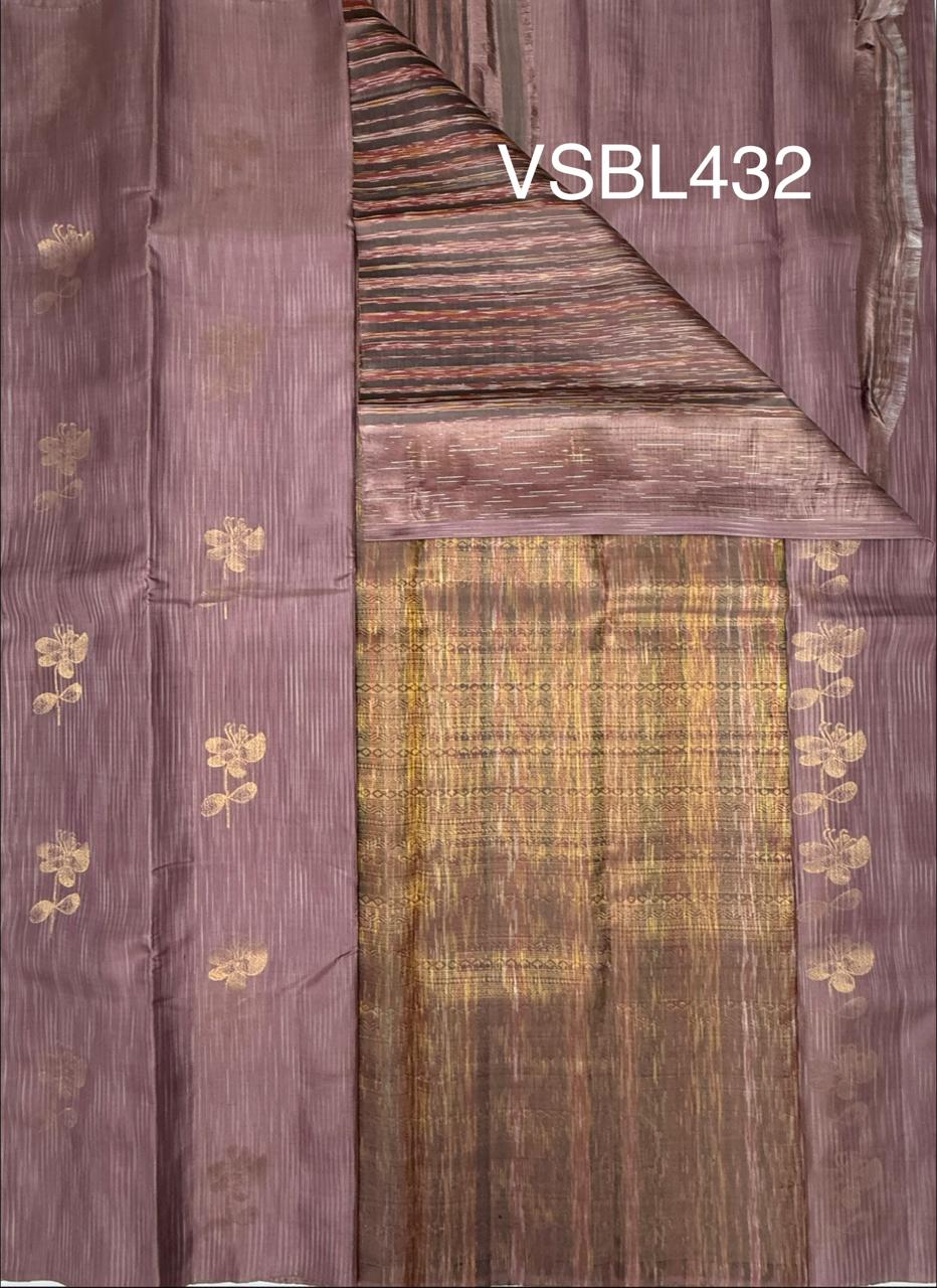 VSBL432 - chocolate brown color body , multi color pallu , blouse - Pure silk saree