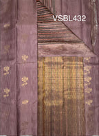 VSBL432 - chocolate brown color body , multi color pallu , blouse - Pure silk saree