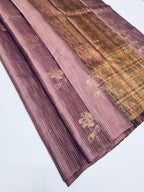 VSBL432 - chocolate brown color body , multi color pallu , blouse - Pure silk saree