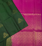 VSBL424 - dark green color body , rani pink color pallu , blouse - Pure silk saree