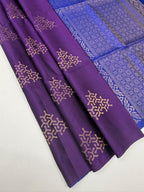 VSBL425 - violet color body , blue color pallu , blouse - Pure silk saree