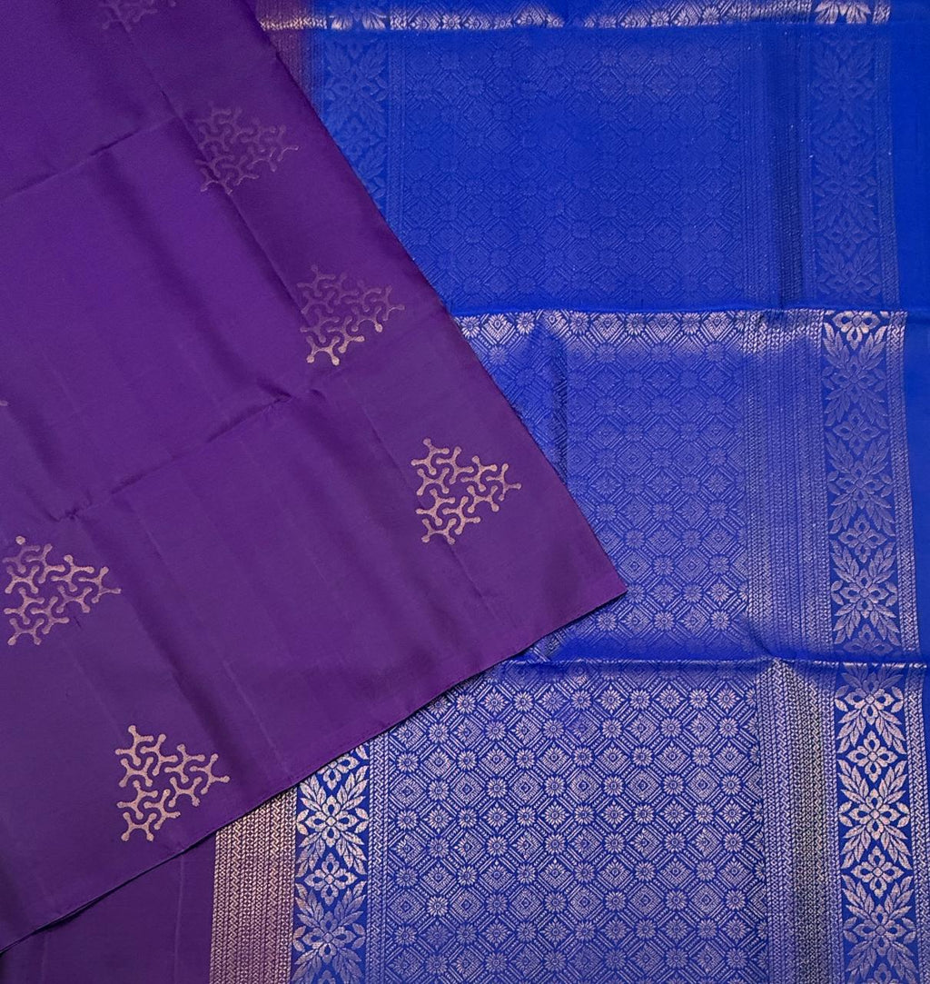 VSBL425 - violet color body , blue color pallu , blouse - Pure silk saree