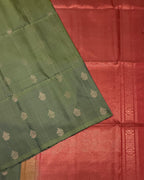 VSBL426 - pastel green color body , dusky pink color pallu , blouse - Pure silk saree