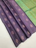 VSBL427 - lavender color body , pastel blue color pallu , blouse - Pure silk saree