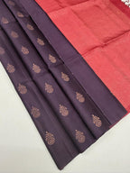 VSBL429 - lavender color body , dusky pink color pallu , blouse - Pure silk saree