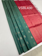 VSBL430 - pastel blue color body , dusky pink color pallu , blouse - Pure silk saree