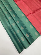 VSBL430 - pastel blue color body , dusky pink color pallu , blouse - Pure silk saree