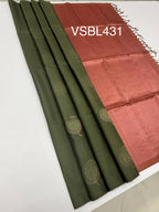 VSBL431 - pastel green color body , dusky pink color pallu , blouse - Pure silk saree