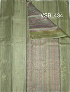 VSBL434 - pista green color body , multi color pallu , blouse - Pure silk saree