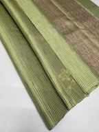 VSBL434 - pista green color body , multi color pallu , blouse - Pure silk saree