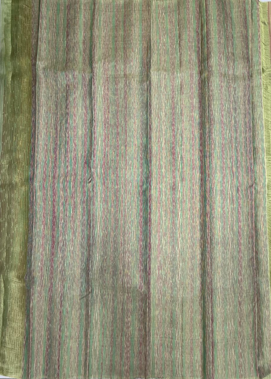 VSBL434 - pista green color body , multi color pallu , blouse - Pure silk saree