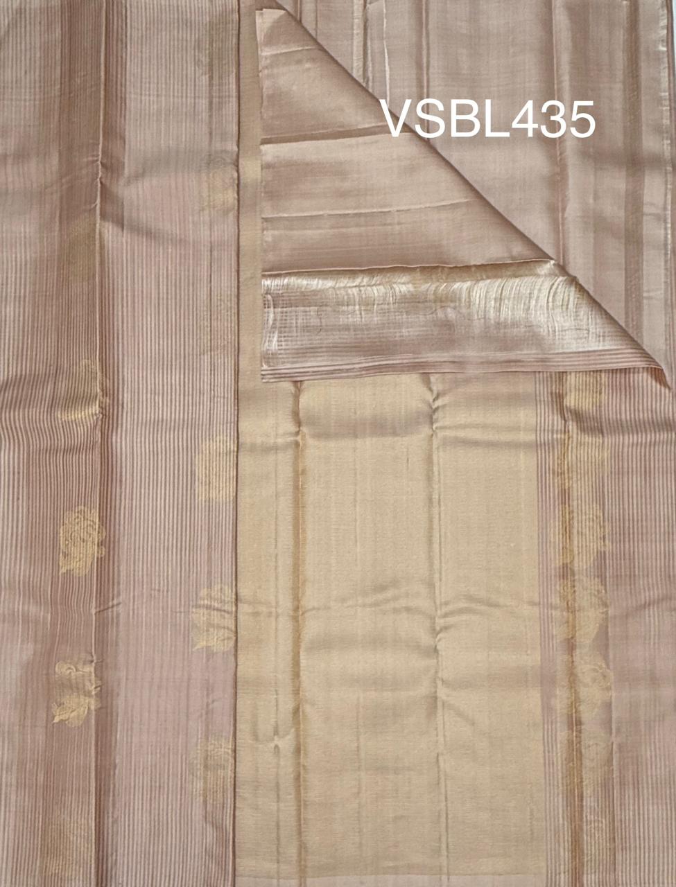 VSBL435 - light peach color body , pallu , blouse - Pure silk saree