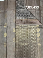 VSBL436 - grey color body , multi color pallu , blouse - Pure silk saree