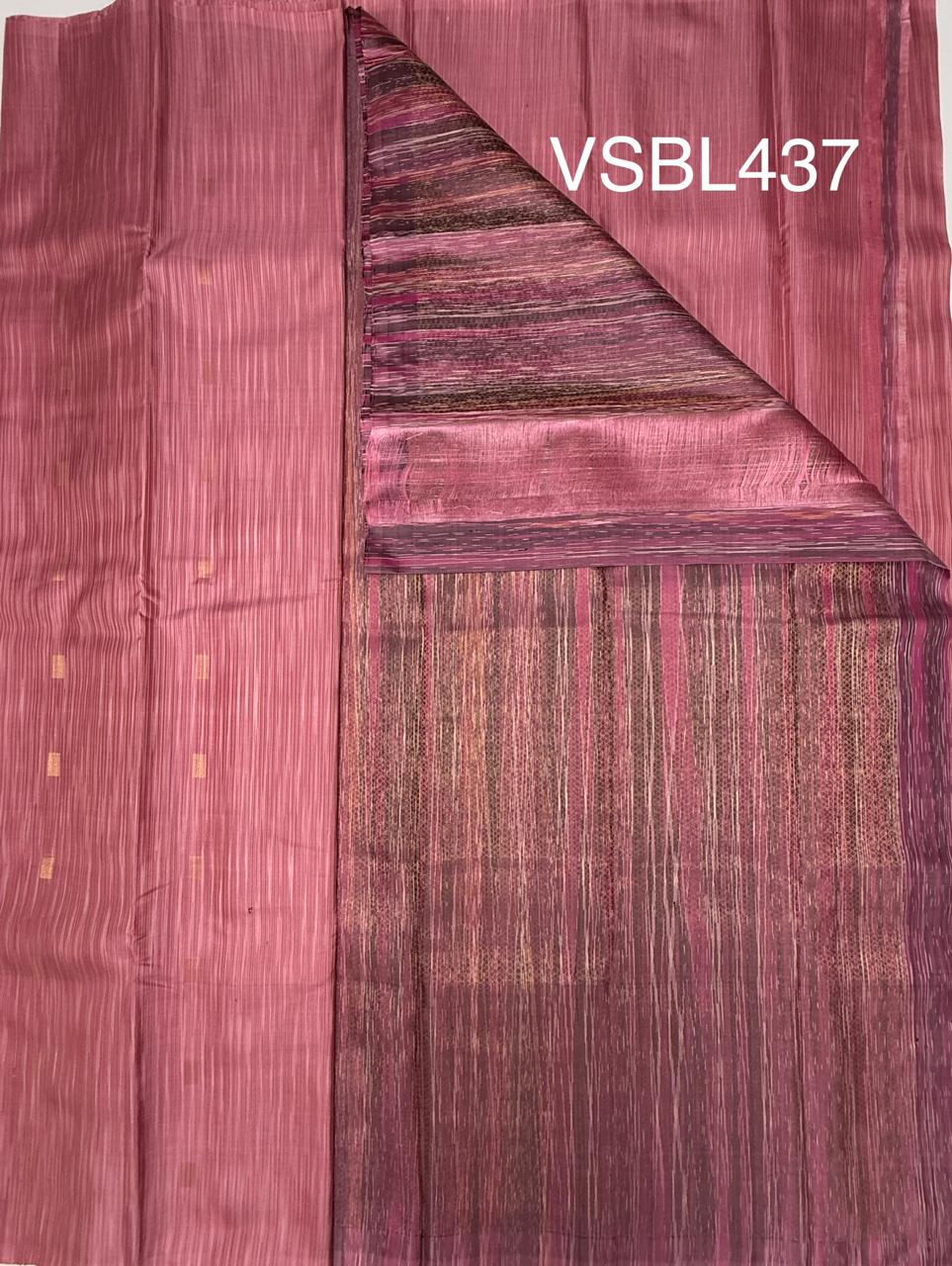 VSBL437 - pink color body , multi color pallu , blouse - Pure silk saree