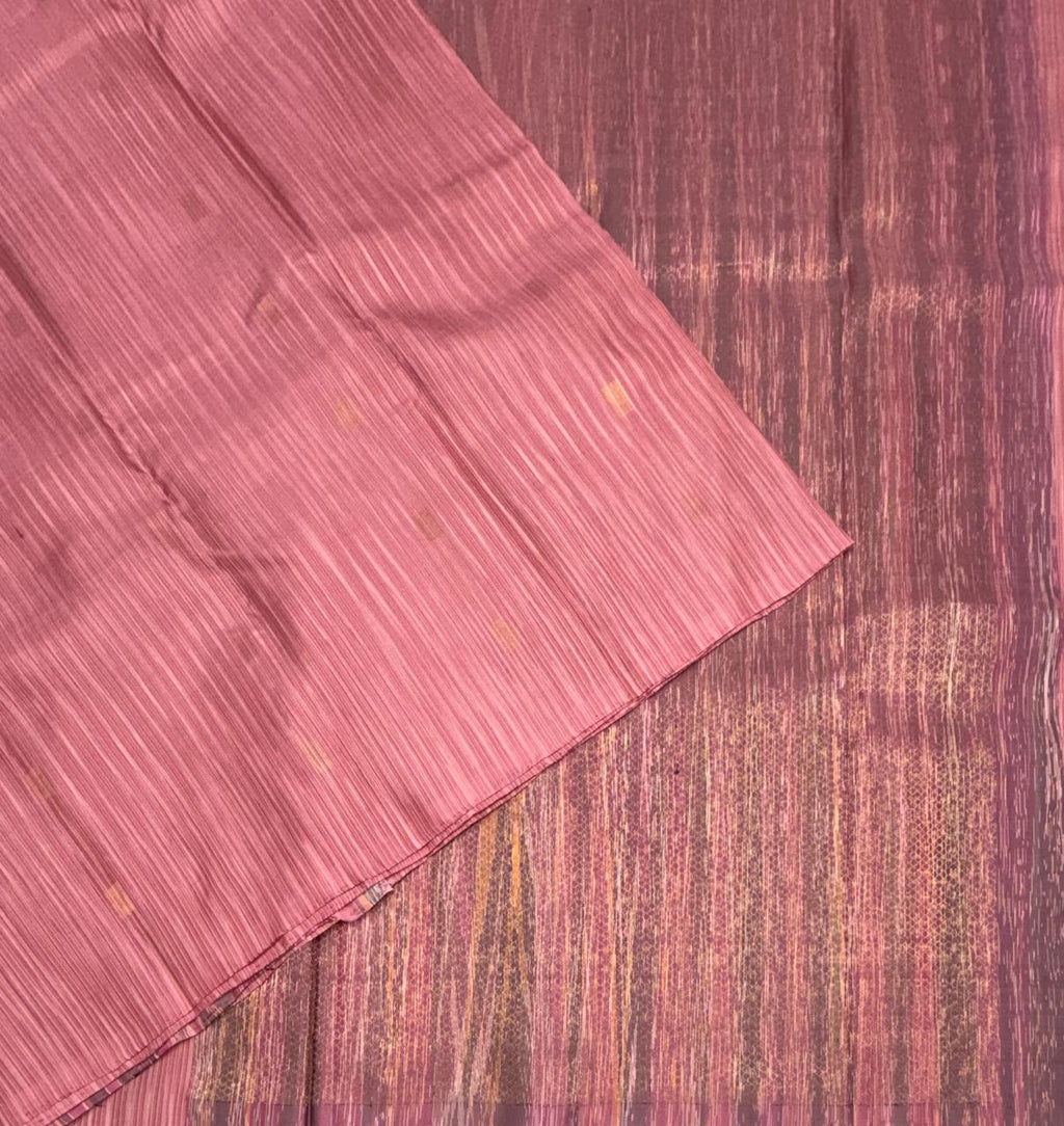VSBL437 - pink color body , multi color pallu , blouse - Pure silk saree