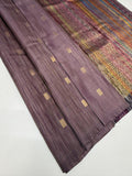 VSBL438 - dark lavender color body , multi color pallu , blouse - Pure silk saree