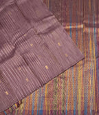 VSBL438 - dark lavender color body , multi color pallu , blouse - Pure silk saree