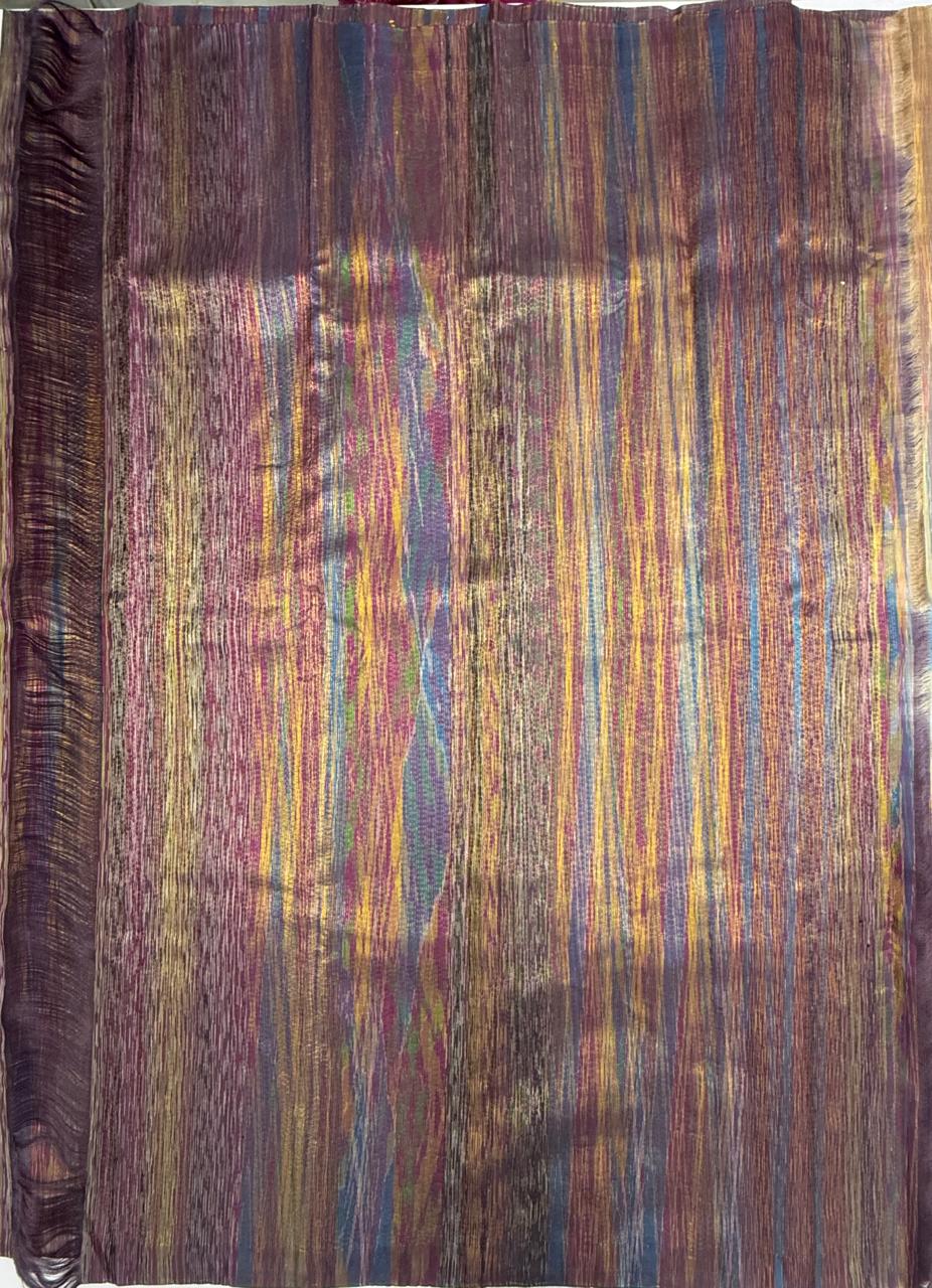 VSBL438 - dark lavender color body , multi color pallu , blouse - Pure silk saree