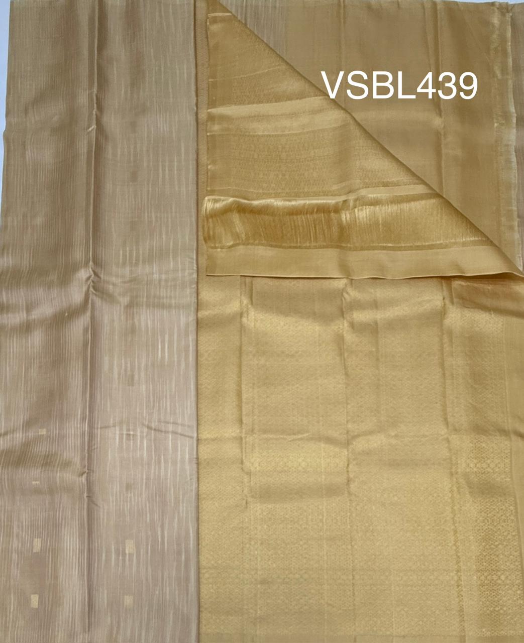 VSBL439 - sandal color body , pallu , blouse - Pure silk saree