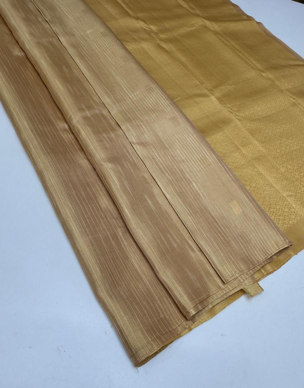 VSBL439 - sandal color body , pallu , blouse - Pure silk saree