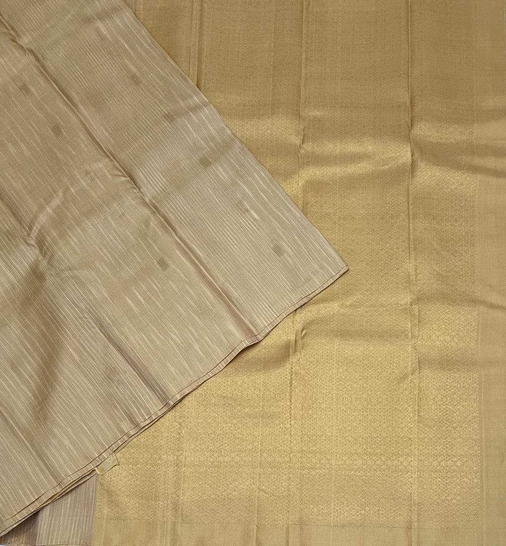 VSBL439 - sandal color body , pallu , blouse - Pure silk saree
