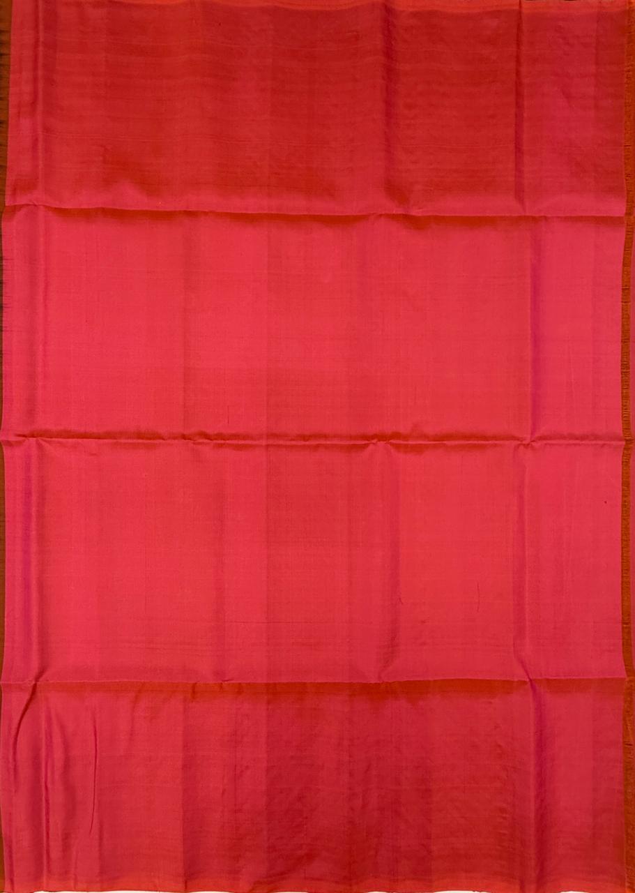 VST332 - dark brown color body , pinkish orange color pallu , blouse - Pure silk saree