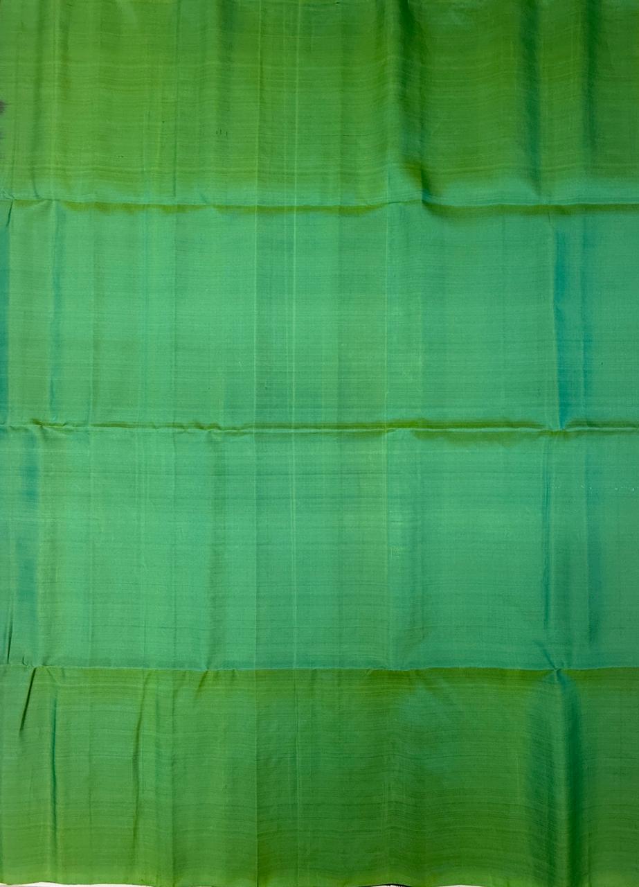 VST330 - purple color body , dual green color pallu , blouse - Pure silk saree