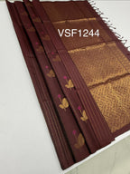 VSF1244 - brown color body , pallu,blouse - Pure silk saree