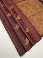 VSF1244 - brown color body , pallu,blouse - Pure silk saree