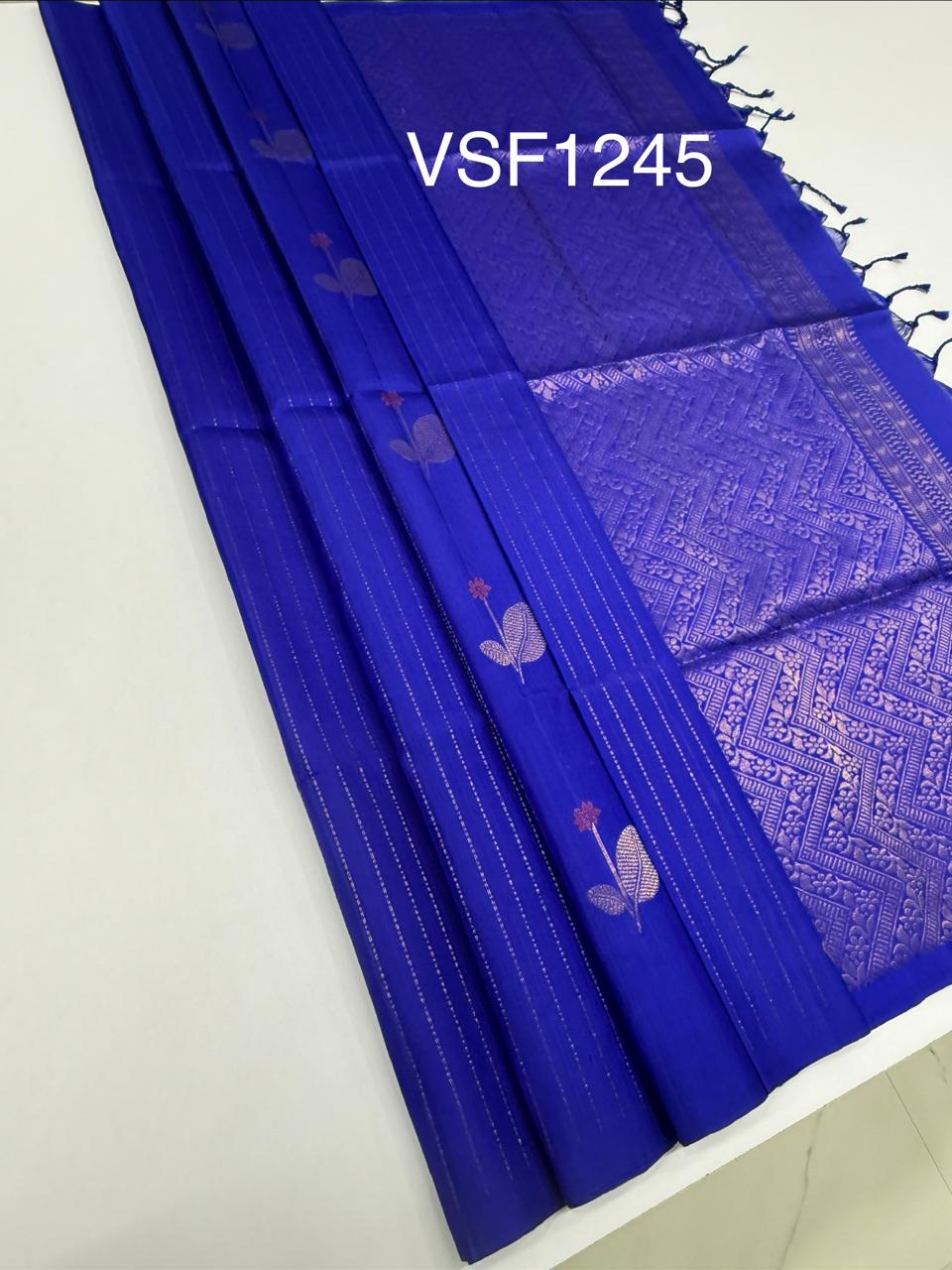 VSF1245 - blue color body , pallu,blouse - Pure silk saree