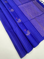 VSF1245 - blue color body , pallu,blouse - Pure silk saree
