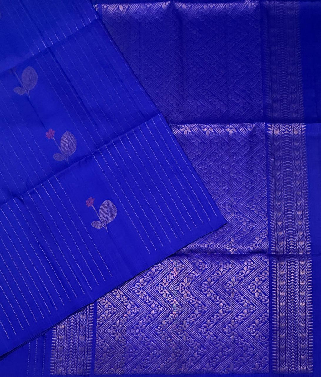 VSF1245 - blue color body , pallu,blouse - Pure silk saree