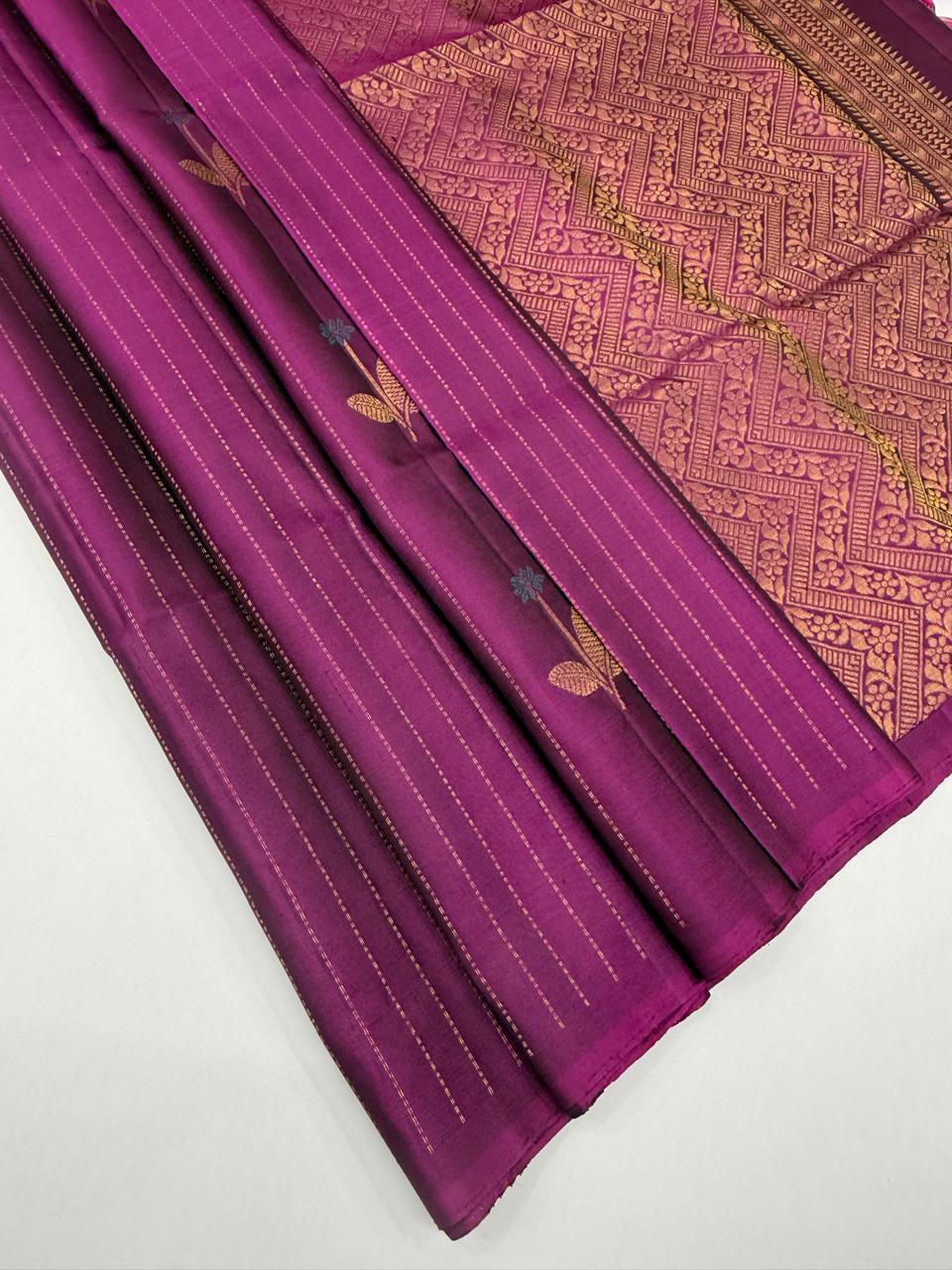 VSF1246 - purple color body , pallu,blouse - Pure silk saree