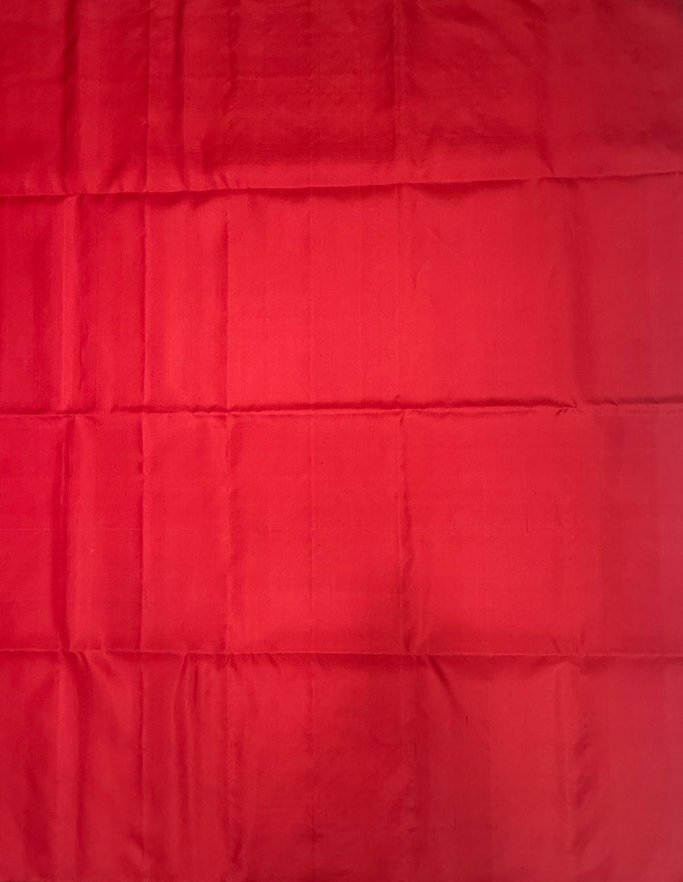 VSS499 - red color body, pallu , blouse pure silk saree