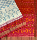 VSIS476 - half white color body , pinkish orange color pallu , blouse - Pure silk saree