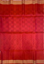 VSIS476 - half white color body , pinkish orange color pallu , blouse - Pure silk saree