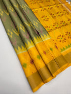 VSIS478 - beige color body , yellow color pallu , blouse - Pure silk saree