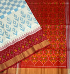 VSIS485 - white color body , red color pallu , blouse - Pure silk saree