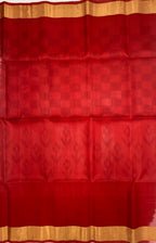 VSIS485 - white color body , red color pallu , blouse - Pure silk saree